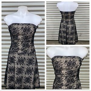 Styles dress black lace vintage strapless size Small